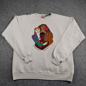 Vintage Laurel Burch Hanes Celebrating Womankind Graphic Sweatshirt XL Cream 90s